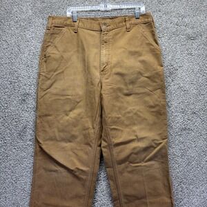 Carhartt Pants Mens 38x30 Brown Canvas Duck Dungaree Fit Carpenter‎ B11 BRN